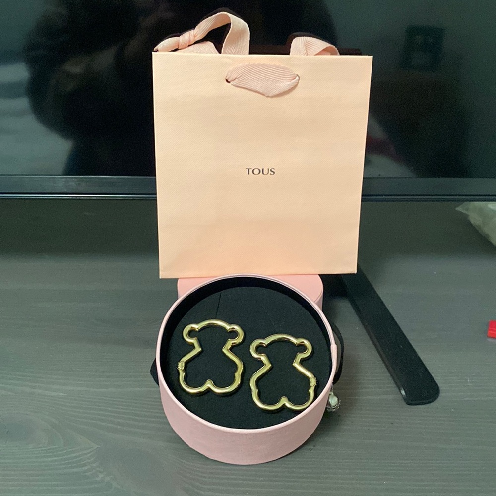 Large TOUS Hold Vermeil Bear Earrings. Vermeil.